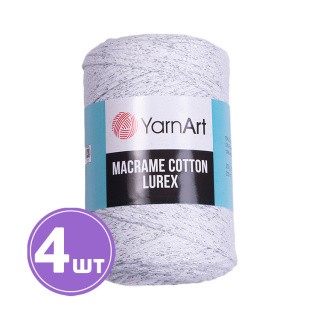 Пряжа YarnArt Macrame Cotton Lurex (Макраме Коттон Люрекс) (720), белый-серебряный, 4 шт. по 250 г Пряжа YarnArt Macrame Cotton Lurex (Макраме Коттон Люрекс) (720), белый-серебряный, 4 шт. по 250 г