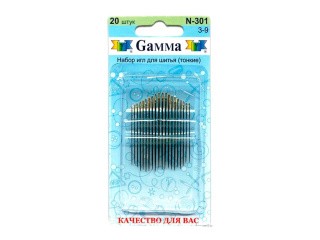 Иглы ручные Gamma для шитья №3-9, 20 шт.