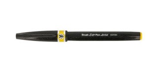 Браш пен Brush Sign Pen Artist, ultra-fine, 0,5 - 5 мм, цвет: желтый, Pentel Браш пен Brush Sign Pen Artist, ultra-fine, 0,5 - 5 мм, цвет: желтый, Pentel