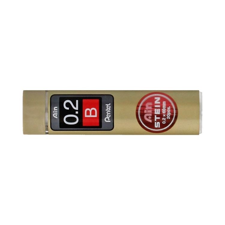 Грифели для карандашей автоматических Ain Stein 0,2 мм, 20 шт. в тубе, Pentel
